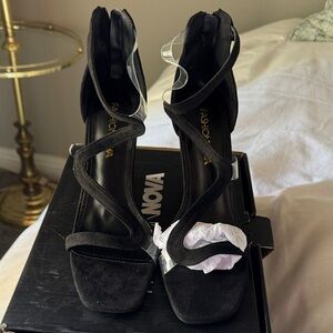 Fashion Nova Black Strappy Wavy High Heel Sandals